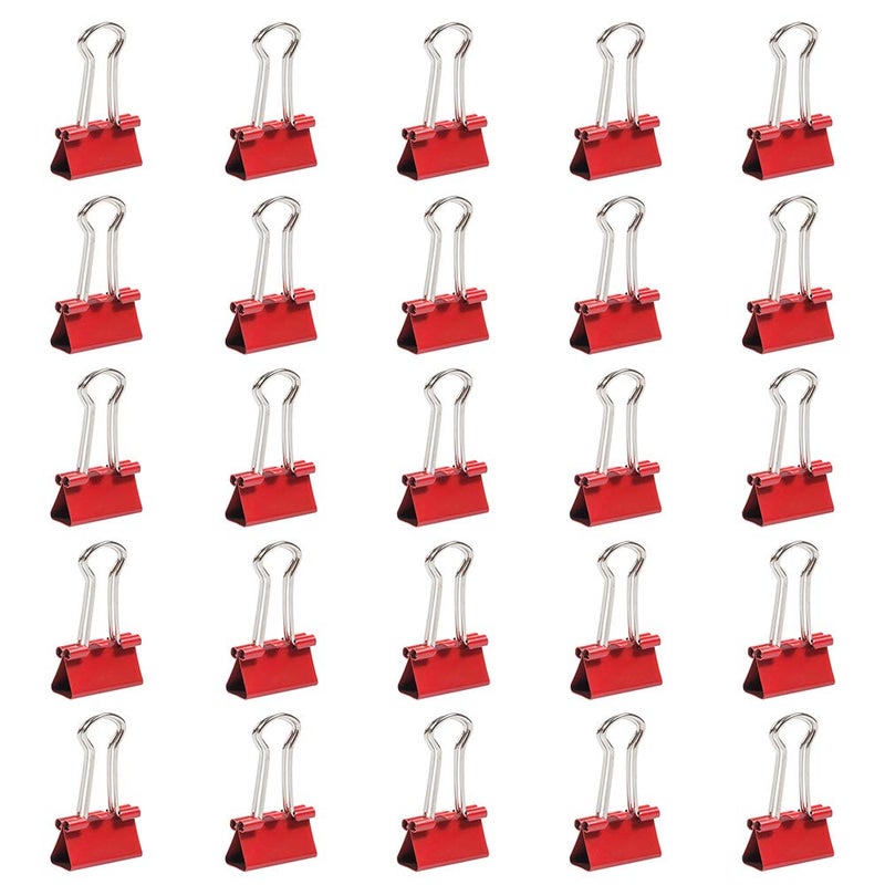 JAM Paper مشابك binder ملونة من JAM PAPER - صغيرة - 3/4 بوصة (19 مم) - مشابك binder حمراء - 25/عبوة - Image 2